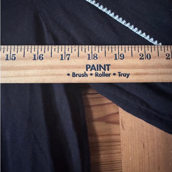 J.Jill Black Puff Sleeve Top White Stitching Bohemian Cottagecore XS - Picture 5 of 7